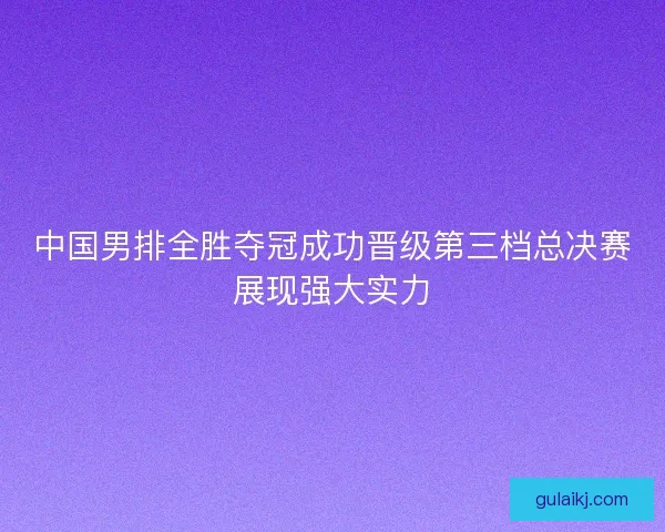 中国男排全胜夺冠成功晋级第三档总决赛展现强大实力
